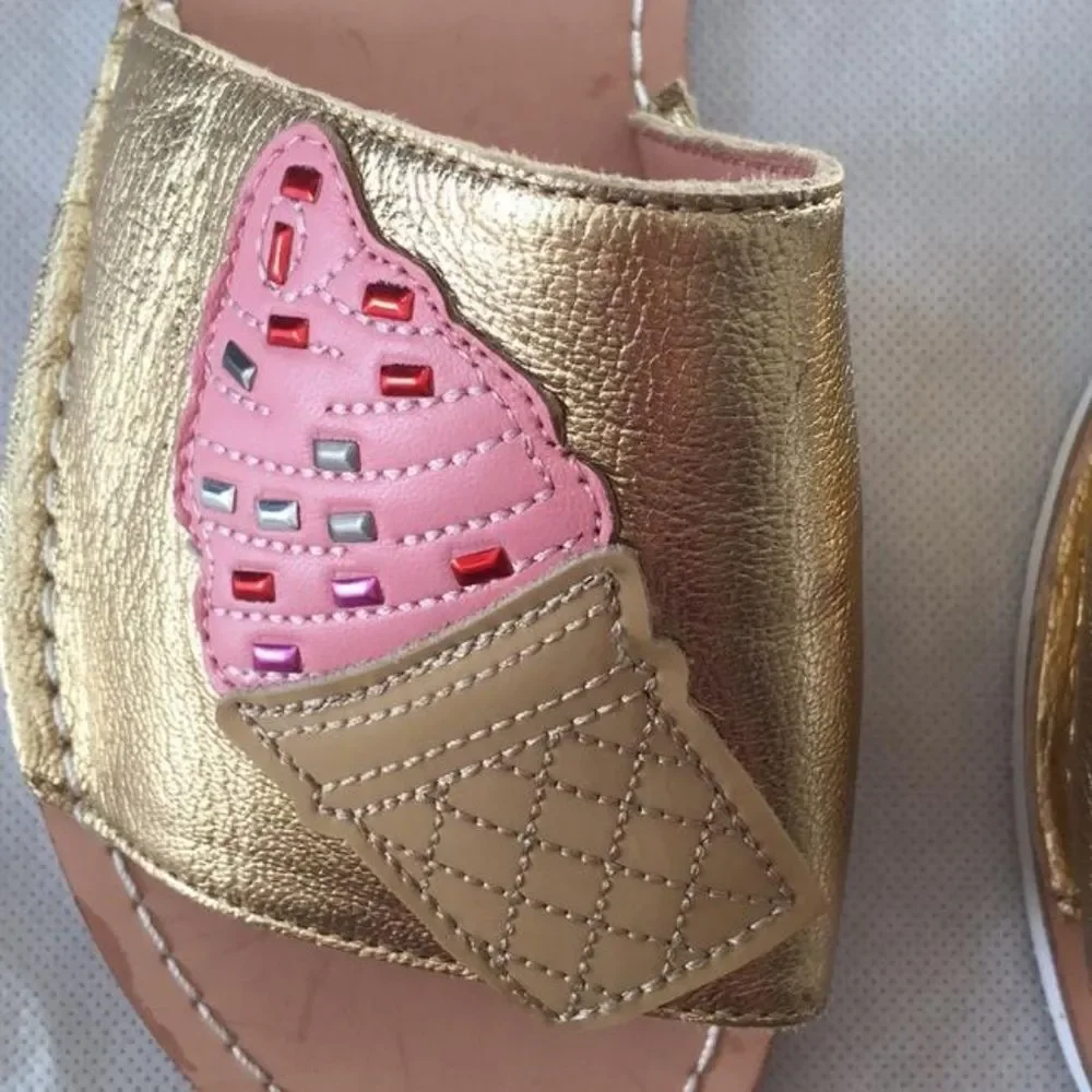 KATE‎ SPADE Gold Ice Cream Slide Sandals 8.5